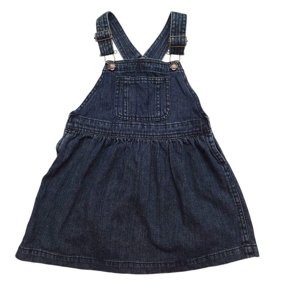 Vintage Chaps Toddlers Girls Dark Blue Denim Overall Dress Size 4 - 4T